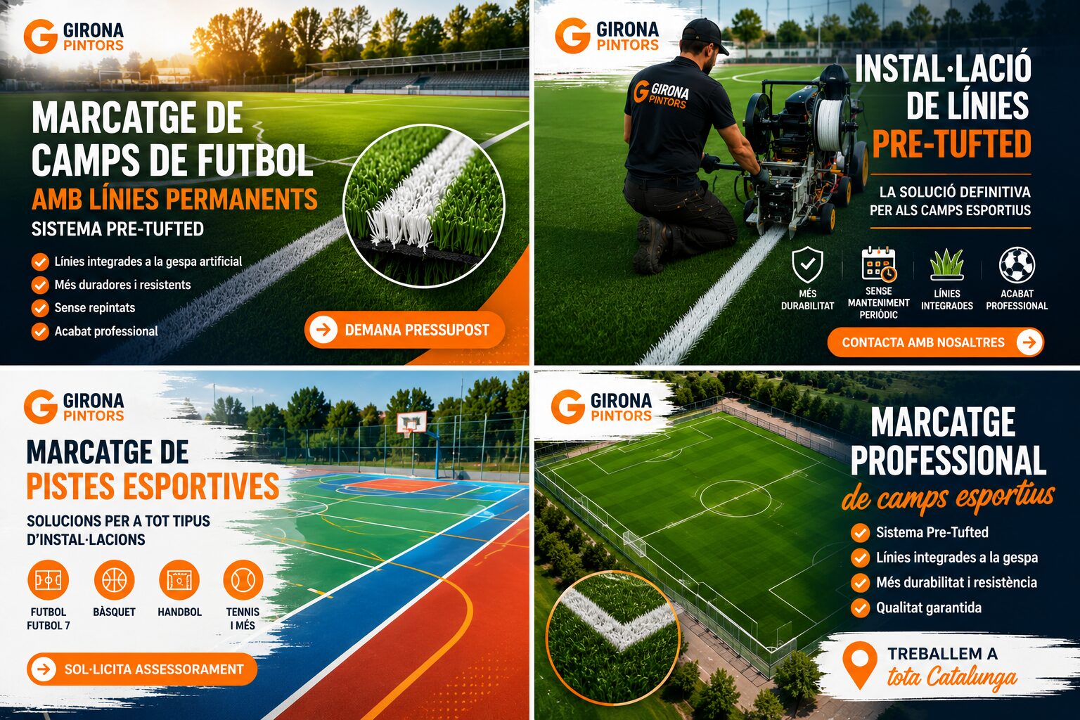 Marcaje deportivo para fútbol y atletismo en césped artificial en Badalona