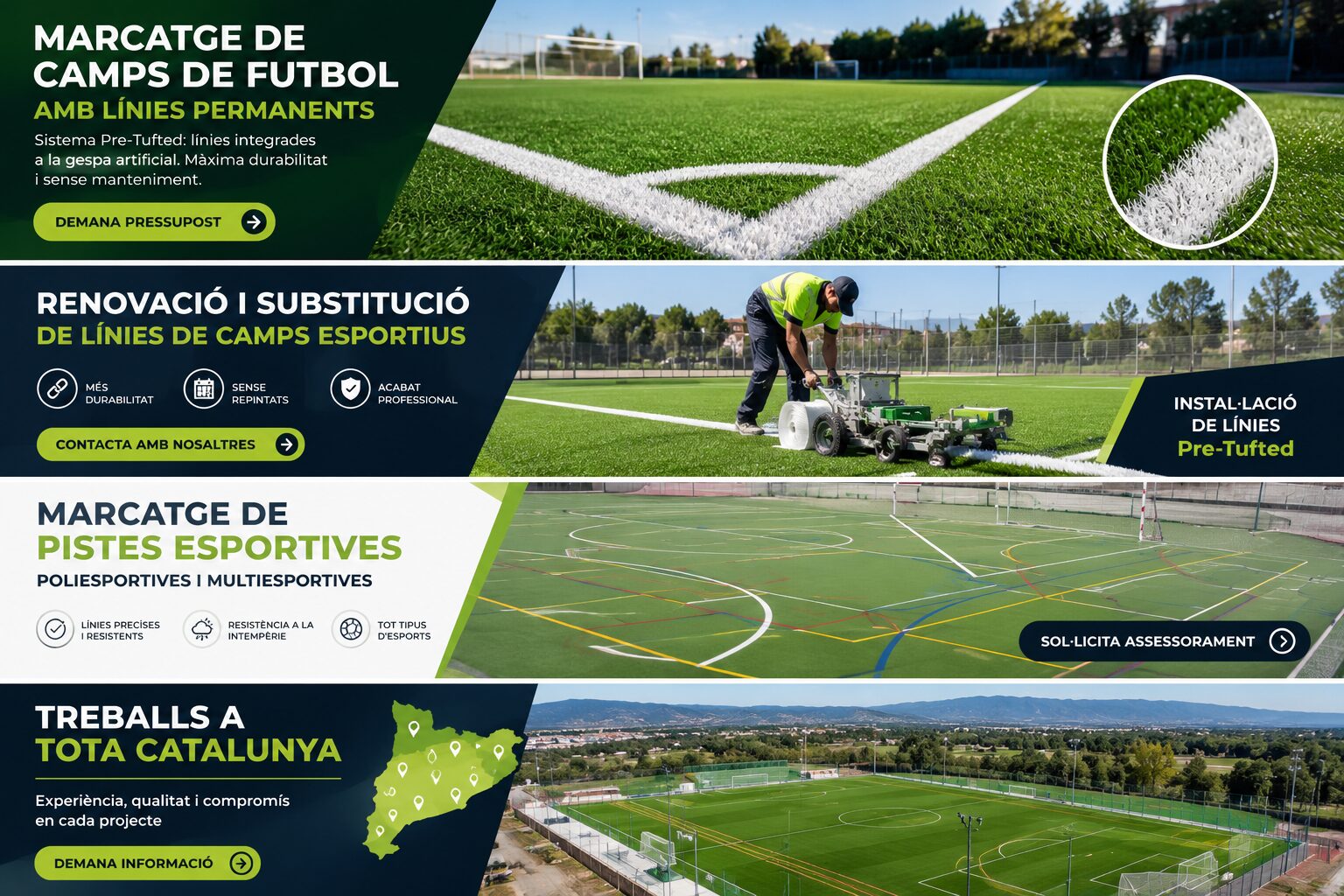 Líneas deportivas integradas en césped artificial en Mataró